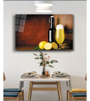 Bier und Zitrone Art Design rechteckiges spezial Glasbild!